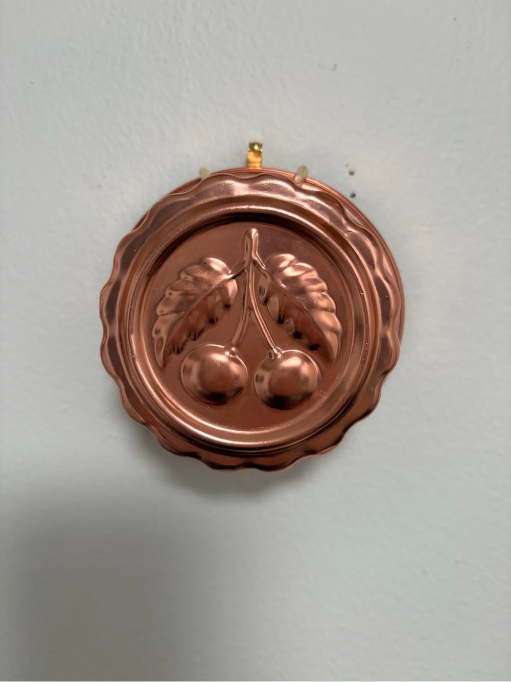 Vintage Mini Copper Cherry Mold Wall Hanging Kitchen Decor